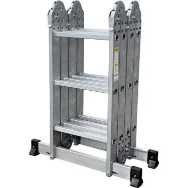 Imagem de Escada Multifuncional Prime Alumínio 12 Degraus 3,12 M Leve E Versátil Com Travamento Automático E