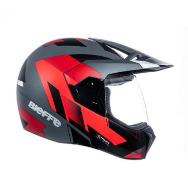 Imagem de Capacete Moto Bieffe 3Sport React Feminino Masculino, Cinza Dark Verme