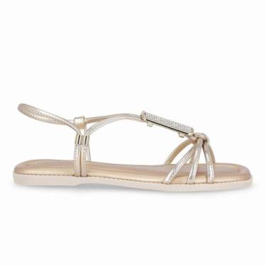 Imagem de Sandália Rasteira Feminina Piccadilly 508065-1 Dourado, 35, Dourado
