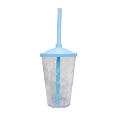 Imagem de 12 Copos Twister Com Tampa e Canudo Cristal Colorido 400ml - M&Ca Plás