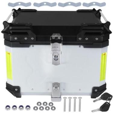 Imagem de Bau bauleto de moto universal aluminio prata 55 litros grande compatív