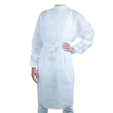 Imagem de Avental cirurgico tnt branco 5un manga longa plin cosmeticos