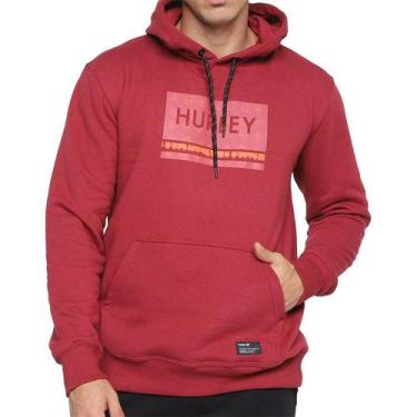 Imagem de Moletom Hurley Canguru Skull PE Masculino Vermelho, Vermelho, P