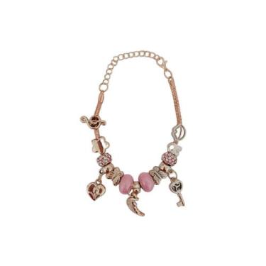 Imagem de Pulseira Berloque Prateada E Dourada Feminina De Pedras - Scilla