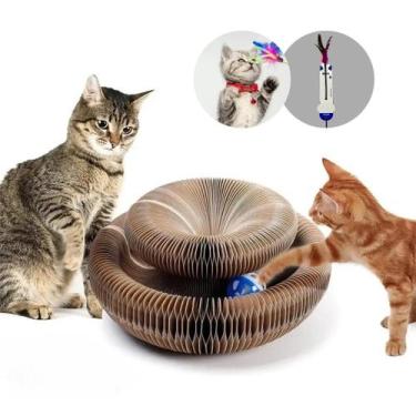 Imagem de Arranhador Mágico Para Gato + Bolinha + Varinha Com Pena - KIDSBEHAPPY