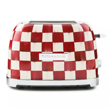 Imagem de Torradeira 2 fatias MacKenzie-Childs Cherry Check vermelha e branca aço inox 850W 110V
