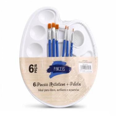 Imagem de Paleta de Pintura Anatômica 10 Cavidades com 6 Pincéis para Arte, Esco