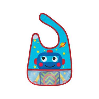 Imagem de Babador Impermeável com Bolso Buba Robô, Azul e Vermelho