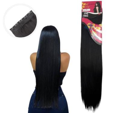 Imagem de Aplique Cabelo Tic-Tac Fibra Orgânica Weng 70 cm, LISO - castanho escu