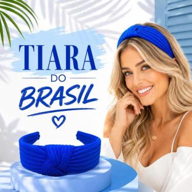 Imagem de Tiara do Brasil Azul Royal com Nó Frontal  Elegância e Conforto para o