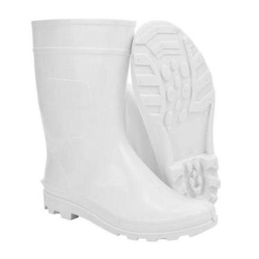 Imagem de Bota de Borracha Branca Em Pvc Forrado Cano Médio Galocha - Cartom, 44