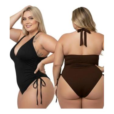 Imagem de Kit 2 Maiô Body Plus Size Feminino Suplex Sem Bojo Praia - Store Natha