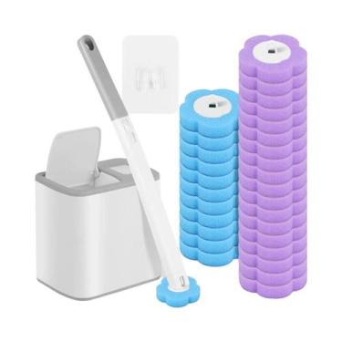 Imagem de Conjunto De Escova Sanitária Descartável Com Suporte E Kit De Limpeza 