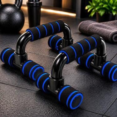 Imagem de Apoios para Flexão de Braço com Pegadores Anatômicos Antiderrapantes -