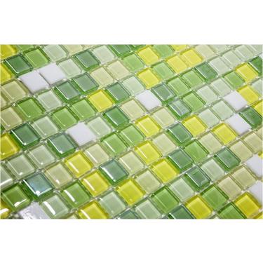 Imagem de Pastilha de Vidro com Pedras Naturais e Metais TS404, Verde, Amarelo e Branco 30x30
