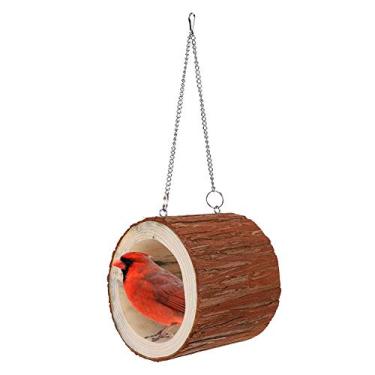 Imagem de Rede suspensa para hamster, gaiola pequena para animais de estimação, caverna de túnel de esconderijo, balanço de pássaros de animais de estimação, brinquedo de balanço de madeira natural, ninho de cabana para pássaros, ninho de hamster, acessórios para gaiola de papagaio para hamster