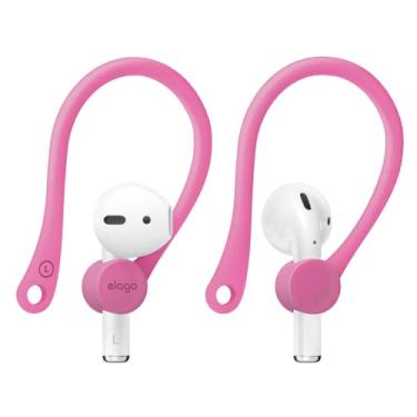 Imagem de elago Ganchos de ouvido compatível com AirPods Pro e 3, 2, 1, acessórios antiderrapantes, ajuste confortável, design ergonômico, construção de TPU durável, perfeito para exercícios [rosa choque]