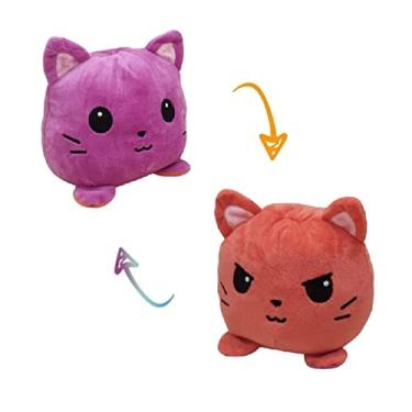 Imagem de Pelucia Gatinho Reversível TikTok Feliz e Triste Pelúcias do Humor Igual Polvo Emoções (Gatinho Roxo/Laranja)