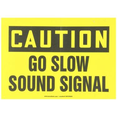 Imagem de Accuform MVHR686VS Placa de segurança de vinil adesivo, lenda "Caution Go Slow Sound Signal", 18 cm de comprimento x 25 cm de largura x 0 cm de espessura, preto sobre amarelo