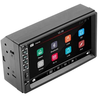 Imagem de 2 din carro estéreo 7 polegadas universal hd bt fm rádio leitor de mp5 usb/tf entrada auxiliar tela sensível ao toque player com câmera de visão traseira controle remoto