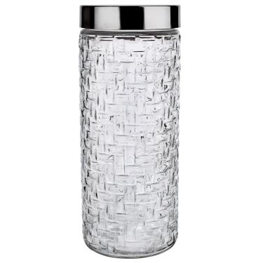 Imagem de Pote Redondo Euro Home Rattan em Vidro e Inox – 2 L