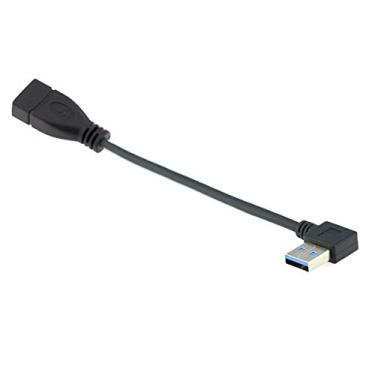 Imagem de cablecc Cabo de extensão USB 3.0 tipo A macho para USB 3.0 tipo-A fêmea 20 cm 5Gbps 90 graus (ângulo esquerdo)
