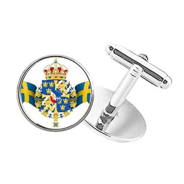 Imagem de DIYthinker Abotoaduras Sweden National Emblem Country Symbol com botão redondo