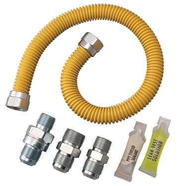 Imagem de Dormont Safety-Shield com SmartSense 20C-3131V4KIT-TS-48B Conector de aparelho a gás padrão revestido de aço inoxidável com 1 diâmetro interno externo, 122 cm, MIP de 9,5 mm e MIP de 5,8 cm x 1,2 cm