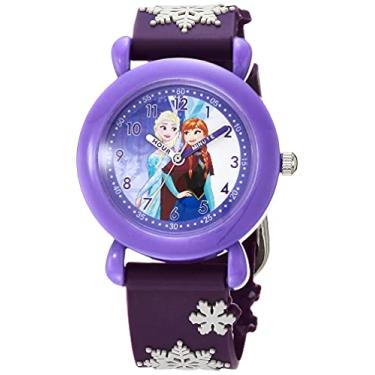 Imagem de DISNEY Relógio de quartzo japonês para meninas com pulseira de plástico, roxo, 16 (modelo: WDS000329)