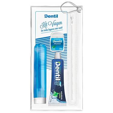 Imagem de Kit Viagem Dentil Azul (Gel Fresh Mint+ Fio + Escova)