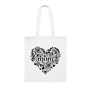Imagem de Bolsa tiracolo coração mamãe, bolsa de coração mãe, para mãe, bolsa de ombro para mãe, bolsas reutilizáveis para mãe, presente para mamãe, presente para mãe da filha favorita, filho e filhos, Branco