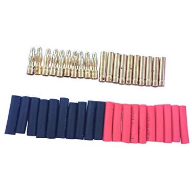 Imagem de JFtech 10 pares de conector de banana de bala dourada de 4 mm macho e fêmea com conector de bala de calor para motor RC modelo ESC