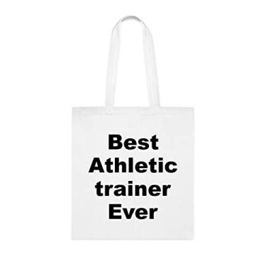 Imagem de Bolsa tote para treinador atlético, a melhor bolsa para treinador atlético, presente para treinador atlético, bolsa de ombro para treinador atlético, bolsas reutilizáveis, ideia de de Natal, Branco