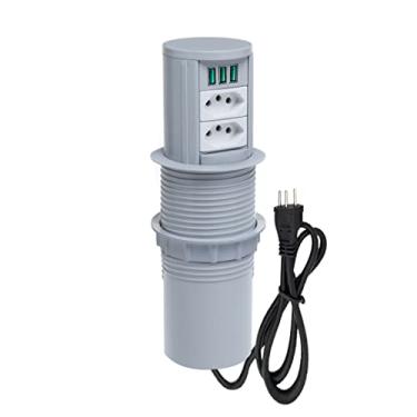 Imagem de Torre De Tomada Totem Automático 2 Tomadas 10A 3 USB 5.2A COR:CINZA