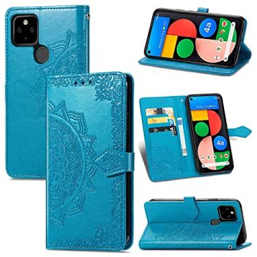 Imagem de YUNCHAO Caixa de telefone Para o Google Pixel 5A Mandala Flor Flor Flip Caso Flip Horizontal com suporte/cartolina/carteira/cordão capa para celular