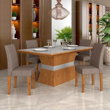 Imagem de Mesa Com 4 Cadeiras 1,36 Versalhes Cin/off Whit/cap - Móveis Arapongas