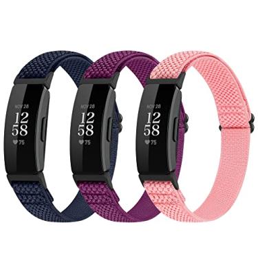 Imagem de Huamanlou Pulseiras esportivas de nylon elásticas ajustáveis compatíveis com Fitbit Inspire 3/Inspire 2/Inspire/Inspire HR/Ace 2/Ace 3, pulseiras de substituição de alças elásticas de laço macio para