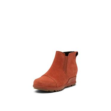 Imagem de SOREL Botas femininas Evie Pull-On — Couro de camurça à prova d'água — Botas de cano curto, Warp Red, Gum 10, 7.5