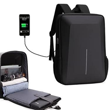 Imagem de Mochila casual para laptop, porta de carregamento USB, impermeável, mochila de viagem masculina de grande capacidade, tira reflexiva, mochila de negócios