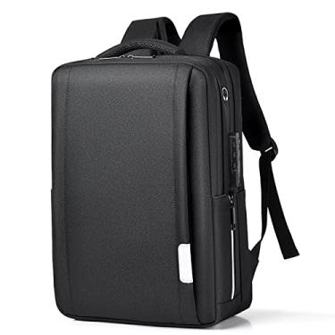 Imagem de Mochilas de negócios antirroubo masculinas para escritório 15,6 polegadas bolsa para laptop universitário casual à prova d'água bolsas de viagem com porta de carregamento USB, preto, 42 * 31 * 13 cm