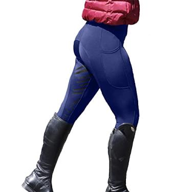 Imagem de Calça de silicone com aderência para equitação elástica casual para equitação calça feminina skinny esportes corrida escalada legging jodhpurs, azul, G (cintura: 70cm)