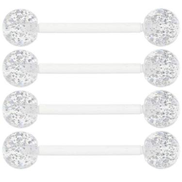 Imagem de Oasis Plus 4 peças 14 G Clear Glitter Bioplast Lingueta Anel Barra de mamilo 6 mm UV Bola de acrílico