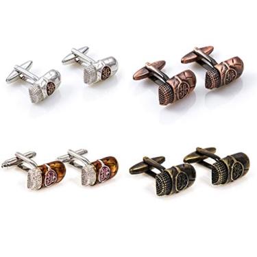 Imagem de MRCUFF Charutos cubanos 4 pares de abotoaduras em uma caixa de presente de apresentação e pano de polimento