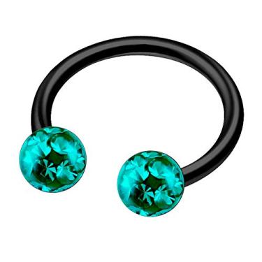 Imagem de Brincos de titânio anodizado da Matiga, 16 g, barra circular, piercing, joia, nariz de septo, lábio, tragus, Rook, 4 mm, Ferido Crystal More Choices
