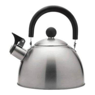 Imagem de Chaleira de aço inoxidável com apito 2,37l e água quente para fogão
