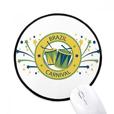Imagem de DIYthinker Drum Stars Celebrate Brazil Carnaval Mouse Pad Desktop Office Tapete Redondo para Computador