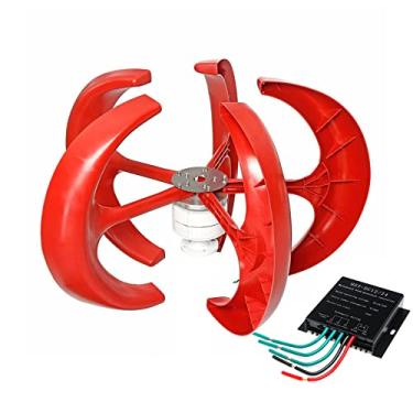 Imagem de Gerador de turbinas eólicas do eixo vertical da lanterna de 2000W, Kit de turbinas eólicas AC 12V 24V, adequado para família, acampamento, uso de barco (controlador de carga solar MPPT),12v
