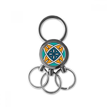 Imagem de Chaveiro de metal de aço inoxidável com padrão geométrico estilo marroquino chaveiro de carro clipe para presente, Multicor