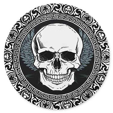 Imagem de Tapete de mouse redondo de borracha antiderrapante, tapete de mouse redondo com design de caveira de personalidade (20 cm x 20 cm)