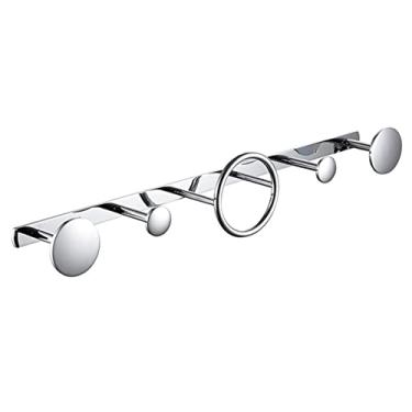 Imagem de KIZQYN Ganchos de casaco cabide ganchos montados na parede, trilho de gancho de casaco de metal para chapéu de casaco roupão de toalha montado na parede rack de casaco de banheiro montado na parede rack de casaco